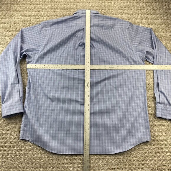 Eddie Bauer Shirt Men Extra Large Tall XLT Blue Checkered Wrinkle Resistant Polo - Picture 7 of 9
